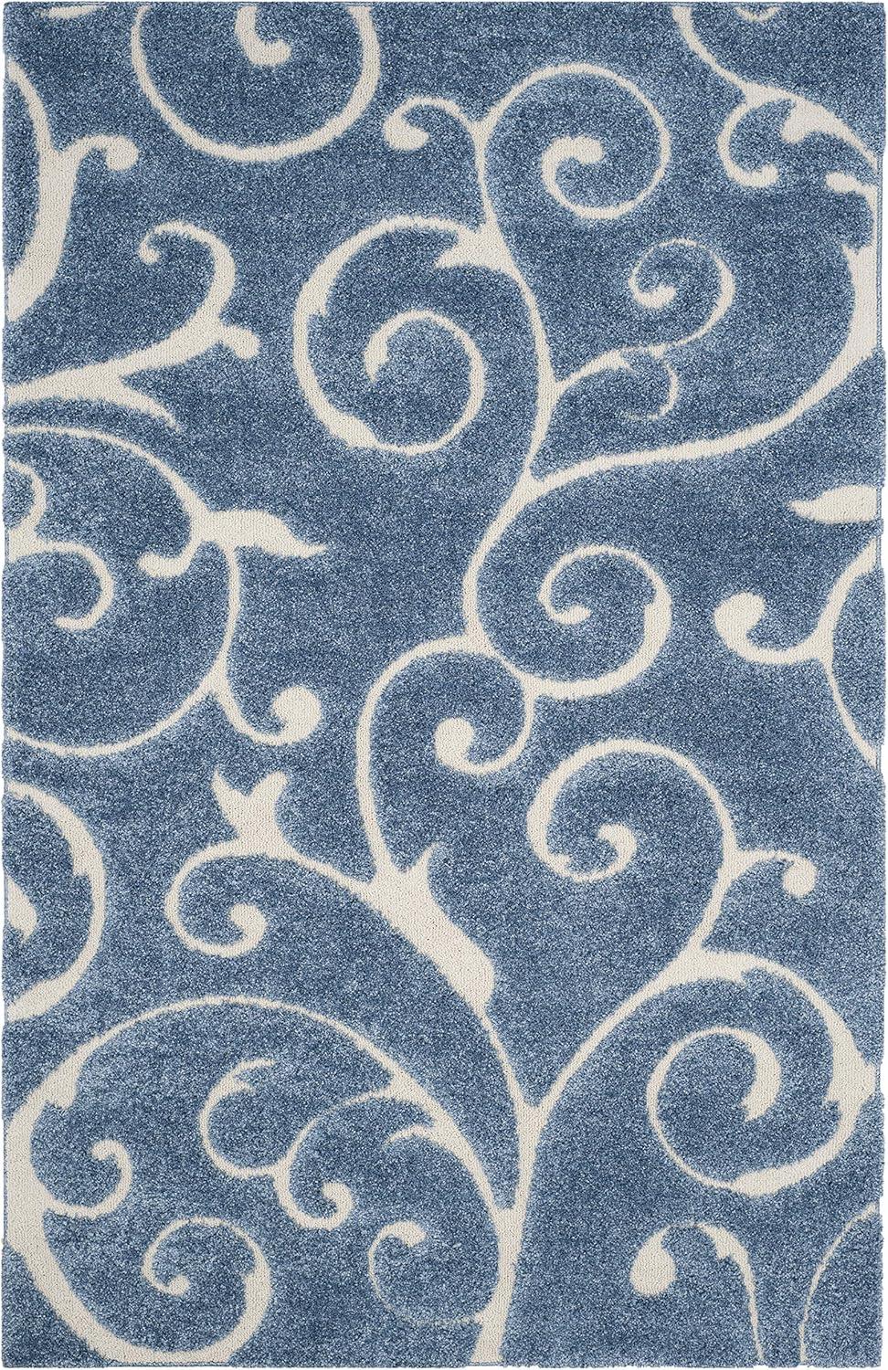 image:imageSAFAVIEH Area Rug 8x10 Florida Shag Collection Large Cream amp Blue Scroll Design NonShedding amp Easy to Clean HighLow Plush Pile Ideal for Living Room Bedroom Dining Space SG4551165Light BlueCream