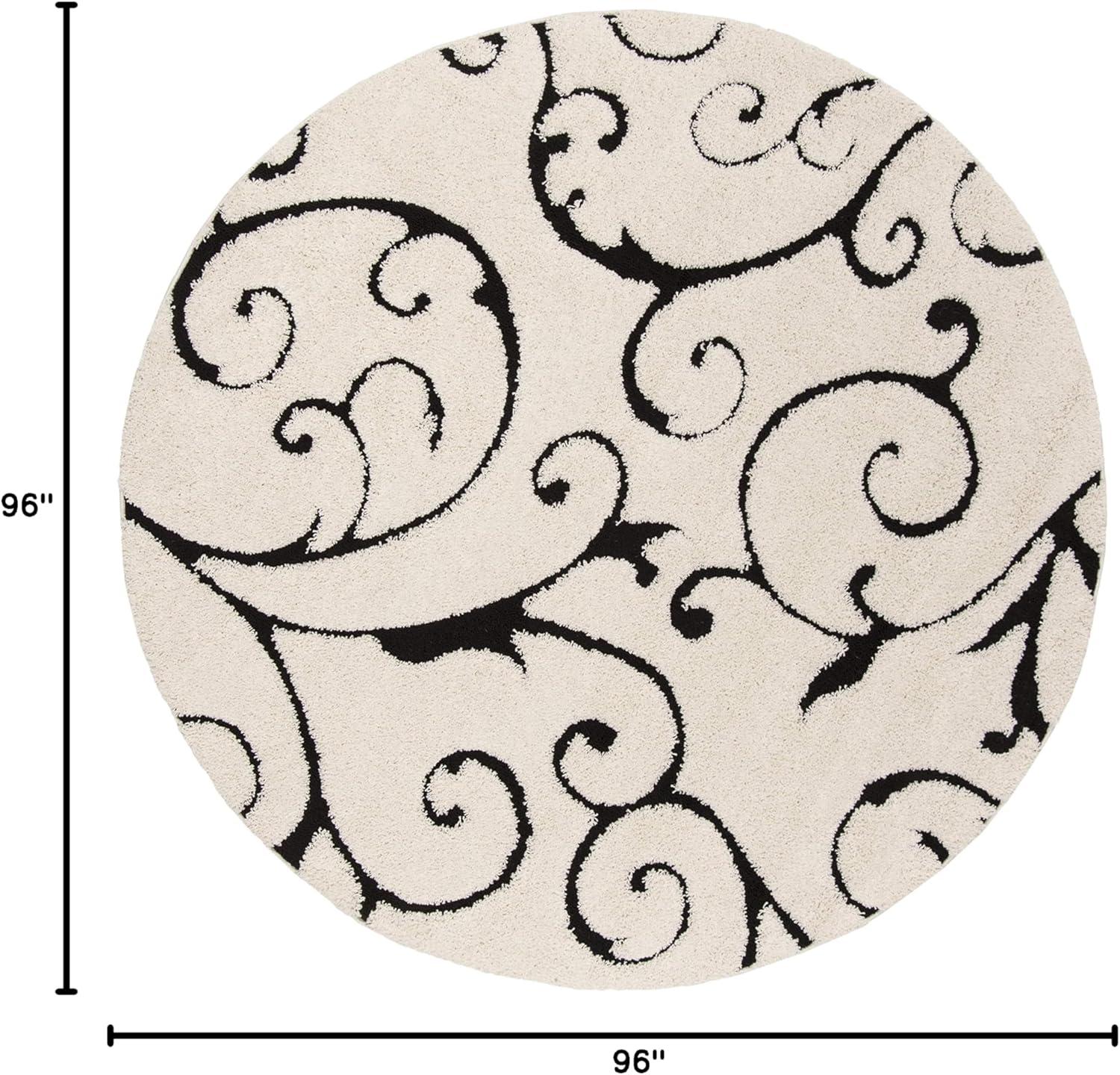image:imageSAFAVIEH Area Rug 8x10 Florida Shag Collection Large Cream amp Blue Scroll Design NonShedding amp Easy to Clean HighLow Plush Pile Ideal for Living Room Bedroom Dining Space SG4551165IvoryBlack