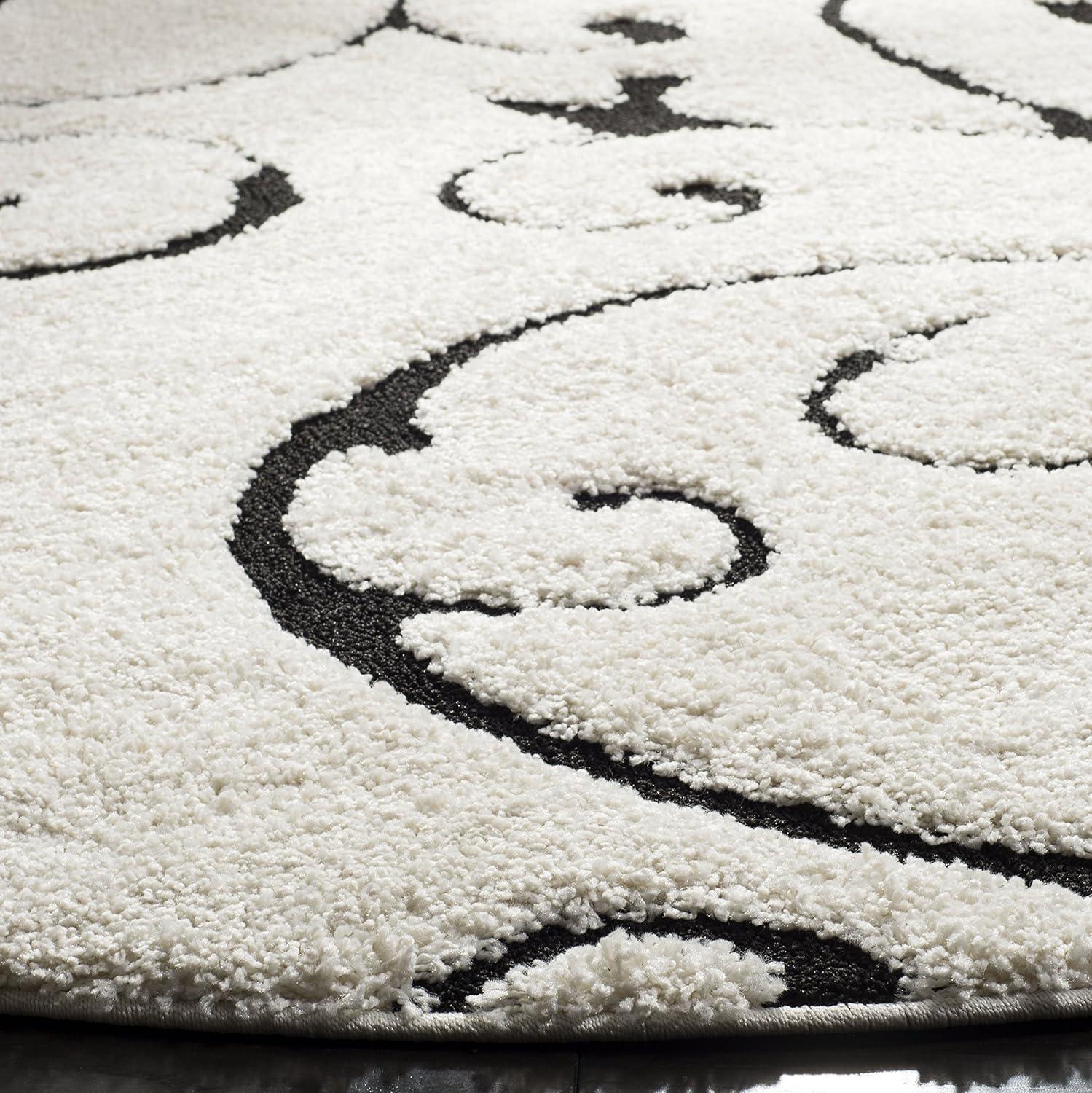 image:imageSAFAVIEH Area Rug 8x10 Florida Shag Collection Large Cream amp Blue Scroll Design NonShedding amp Easy to Clean HighLow Plush Pile Ideal for Living Room Bedroom Dining Space SG4551165IvoryBlack
