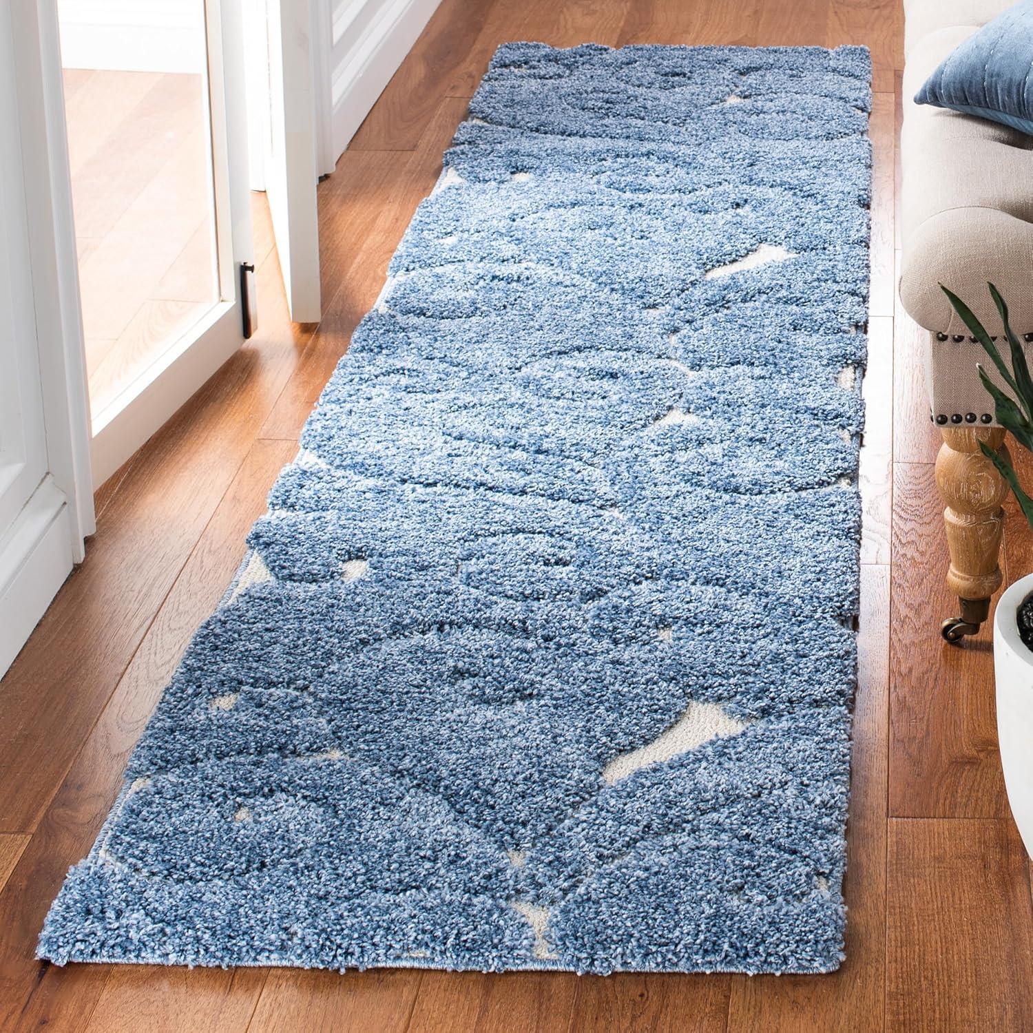 image:imageSAFAVIEH Area Rug 8x10 Florida Shag Collection Large Cream amp Blue Scroll Design NonShedding amp Easy to Clean HighLow Plush Pile Ideal for Living Room Bedroom Dining Space SG4551165Light BlueCream