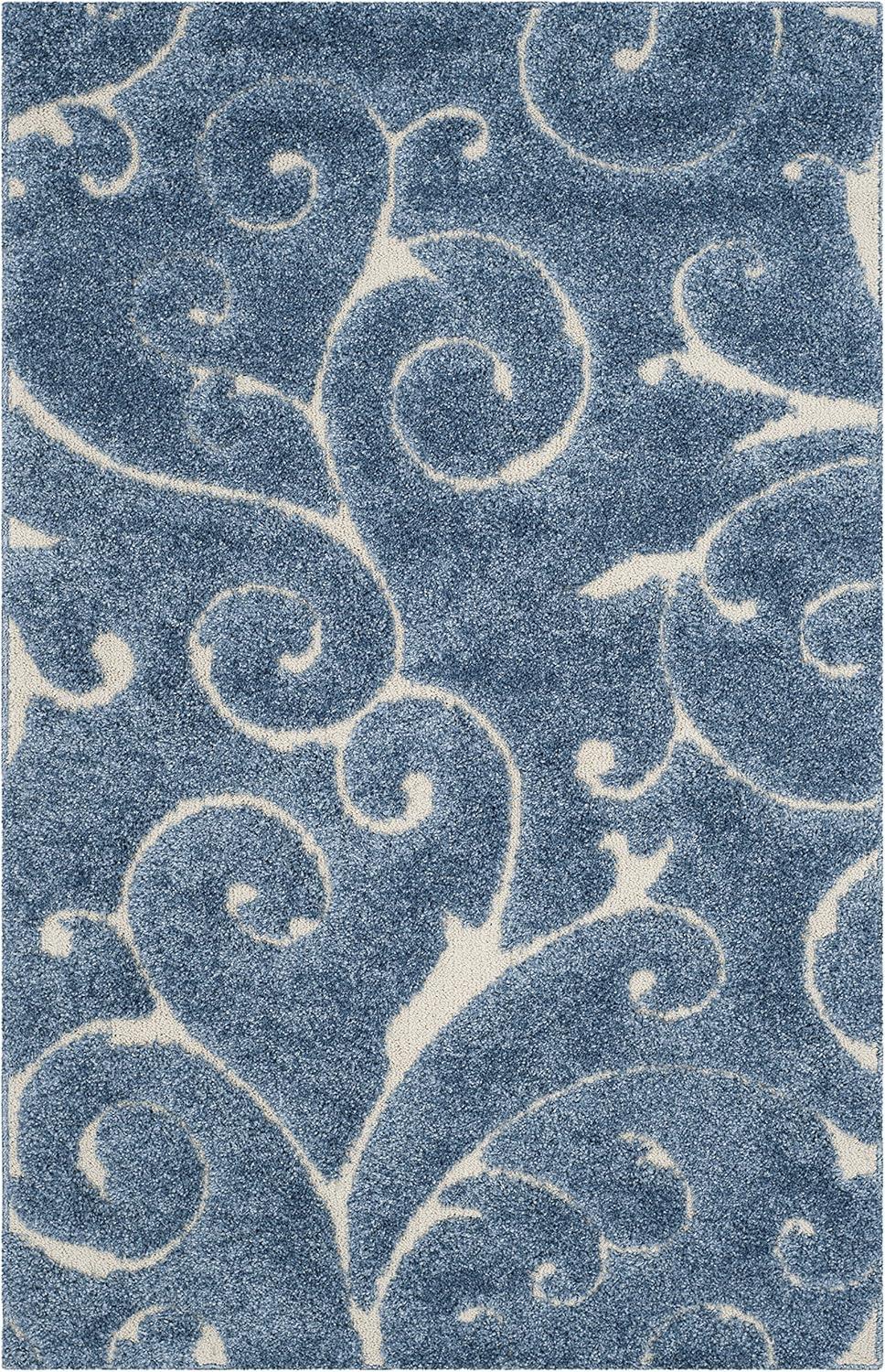 image:imageSAFAVIEH Area Rug 8x10 Florida Shag Collection Large Cream amp Blue Scroll Design NonShedding amp Easy to Clean HighLow Plush Pile Ideal for Living Room Bedroom Dining Space SG4551165Light BlueCream