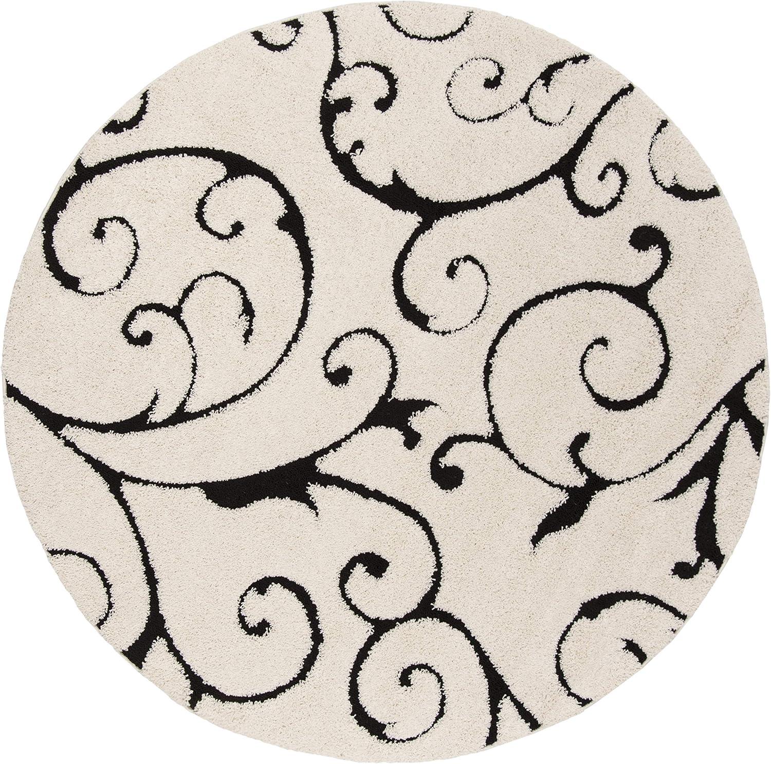 image:imageSAFAVIEH Area Rug 8x10 Florida Shag Collection Large Cream amp Blue Scroll Design NonShedding amp Easy to Clean HighLow Plush Pile Ideal for Living Room Bedroom Dining Space SG4551165IvoryBlack