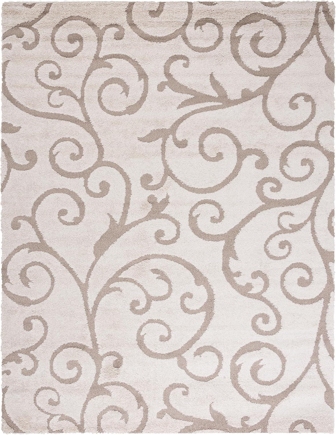 image:imageSAFAVIEH Area Rug 8x10 Florida Shag Collection Large Cream amp Blue Scroll Design NonShedding amp Easy to Clean HighLow Plush Pile Ideal for Living Room Bedroom Dining Space SG4551165IvoryBeige