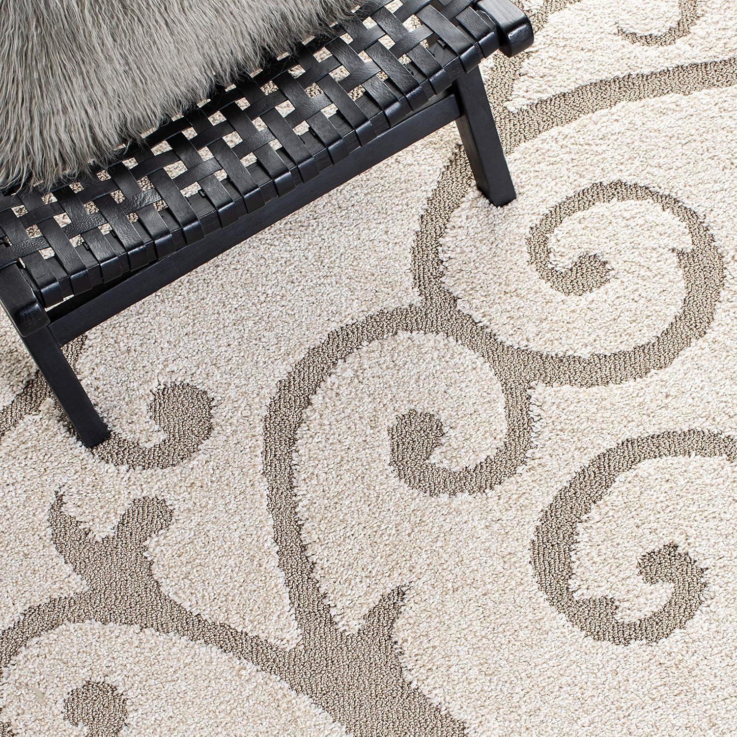image:imageSAFAVIEH Area Rug 8x10 Florida Shag Collection Large Cream amp Blue Scroll Design NonShedding amp Easy to Clean HighLow Plush Pile Ideal for Living Room Bedroom Dining Space SG4551165IvoryBeige