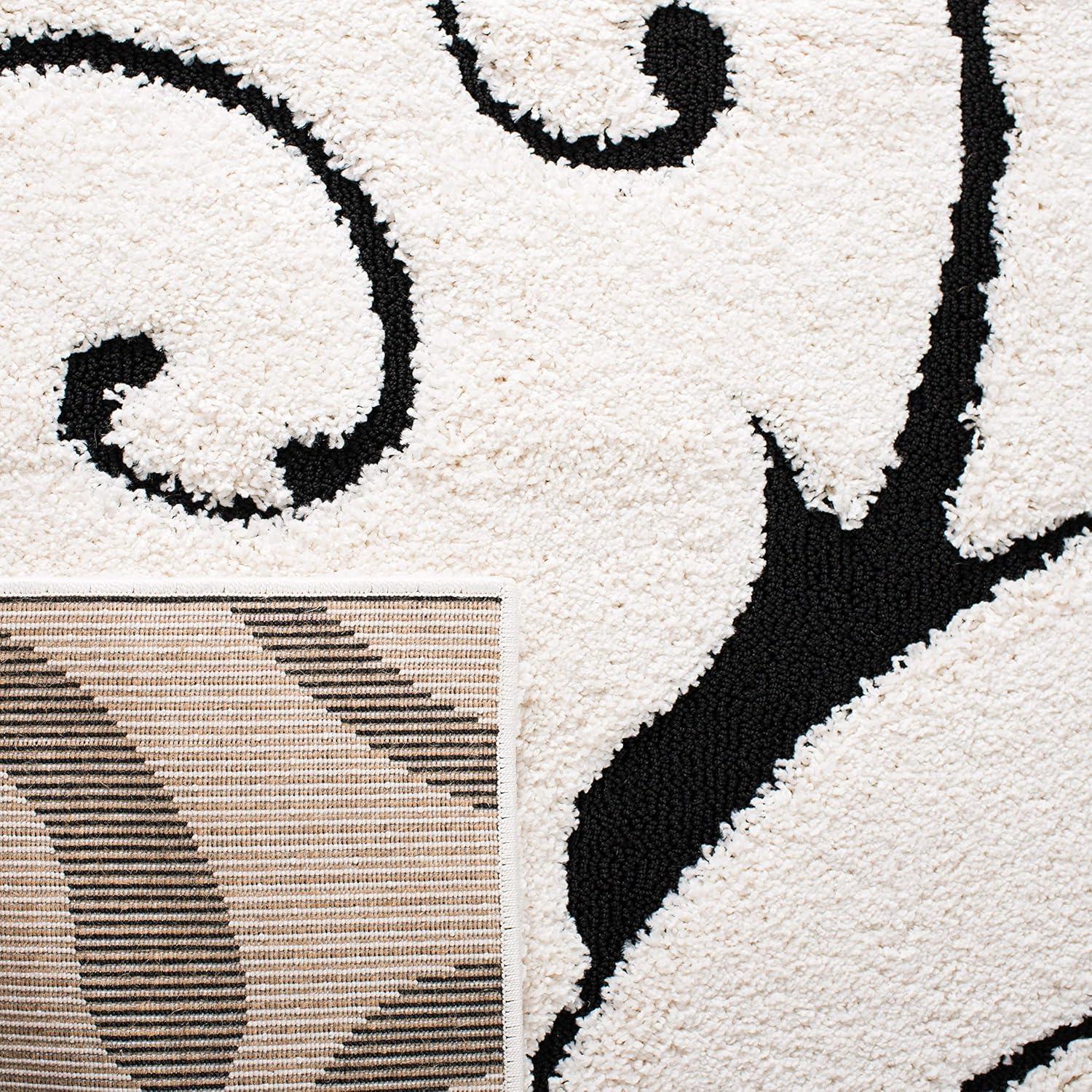 image:imageSAFAVIEH Area Rug 8x10 Florida Shag Collection Large Cream amp Blue Scroll Design NonShedding amp Easy to Clean HighLow Plush Pile Ideal for Living Room Bedroom Dining Space SG4551165IvoryBlack
