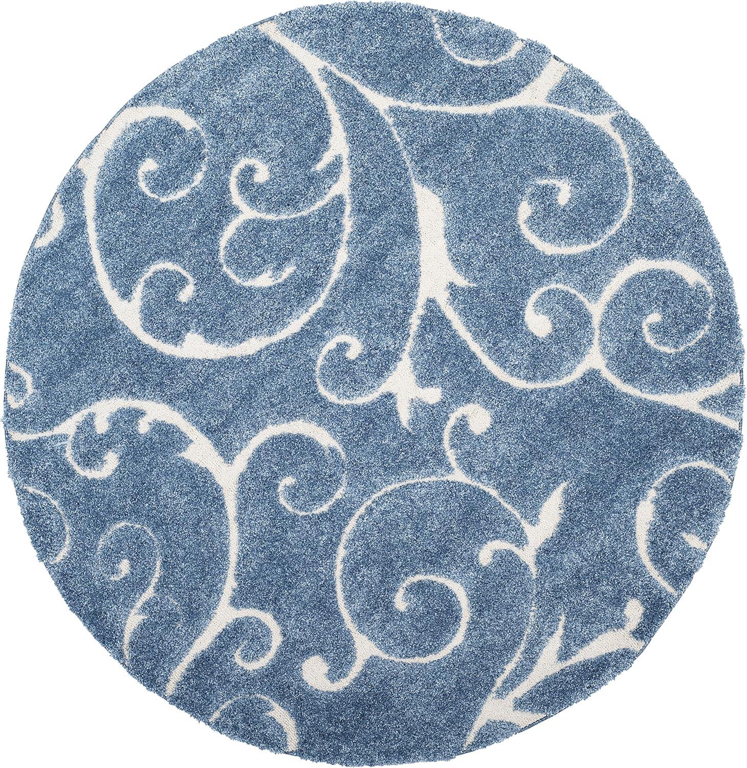 image:imageSAFAVIEH Area Rug 8x10 Florida Shag Collection Large Cream amp Blue Scroll Design NonShedding amp Easy to Clean HighLow Plush Pile Ideal for Living Room Bedroom Dining Space SG4551165Light BlueCream