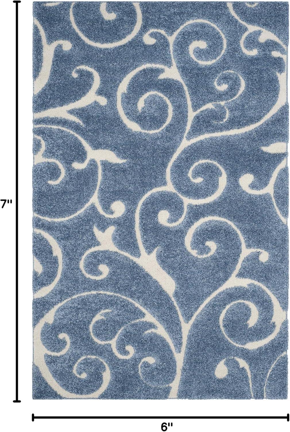 image:imageSAFAVIEH Area Rug 8x10 Florida Shag Collection Large Cream amp Blue Scroll Design NonShedding amp Easy to Clean HighLow Plush Pile Ideal for Living Room Bedroom Dining Space SG4551165Light BlueCream
