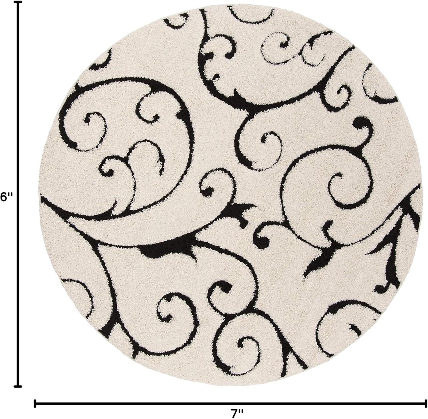 image:imageSAFAVIEH Area Rug 8x10 Florida Shag Collection Large Cream amp Blue Scroll Design NonShedding amp Easy to Clean HighLow Plush Pile Ideal for Living Room Bedroom Dining Space SG4551165IvoryBlack