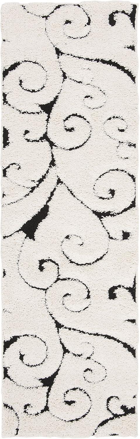 image:imageSAFAVIEH Area Rug 8x10 Florida Shag Collection Large Cream amp Blue Scroll Design NonShedding amp Easy to Clean HighLow Plush Pile Ideal for Living Room Bedroom Dining Space SG4551165IvoryBlack