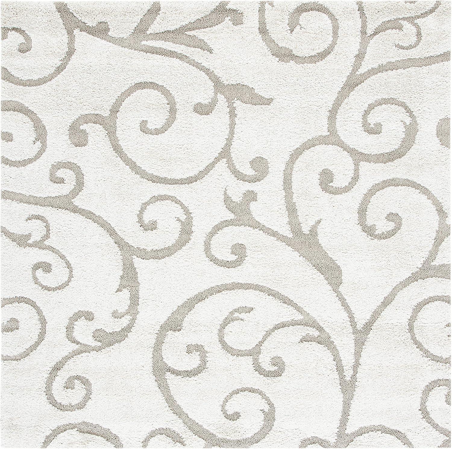 image:imageSAFAVIEH Area Rug 8x10 Florida Shag Collection Large Cream amp Blue Scroll Design NonShedding amp Easy to Clean HighLow Plush Pile Ideal for Living Room Bedroom Dining Space SG4551165IvoryBeige