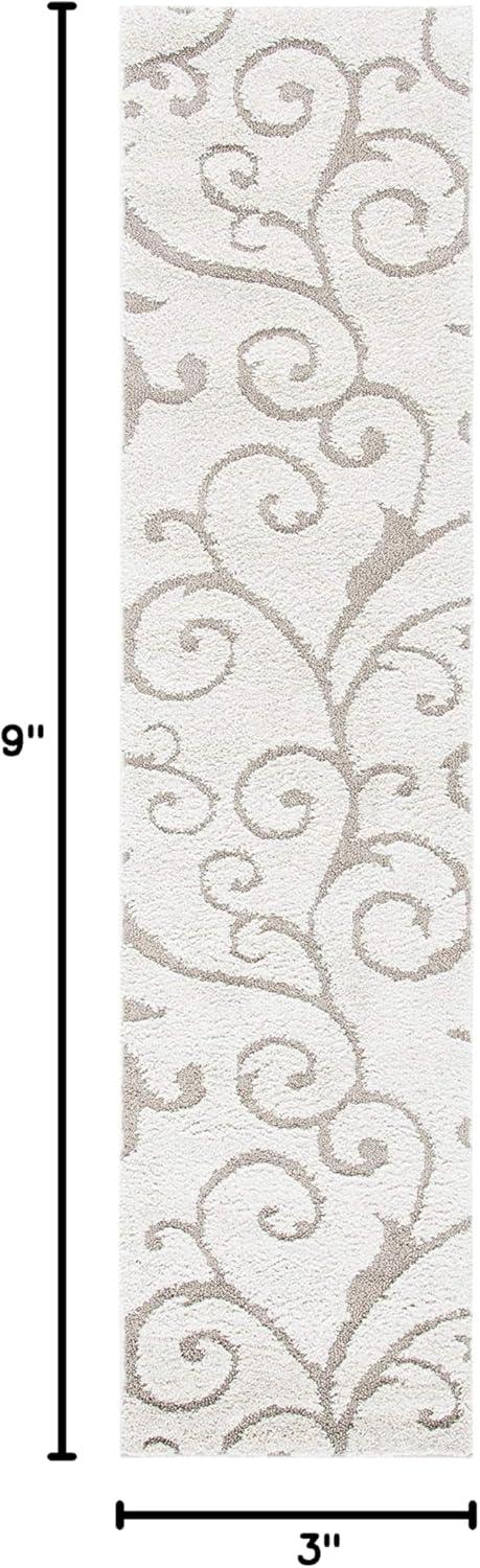 image:imageSAFAVIEH Area Rug 8x10 Florida Shag Collection Large Cream amp Blue Scroll Design NonShedding amp Easy to Clean HighLow Plush Pile Ideal for Living Room Bedroom Dining Space SG4551165IvoryBeige