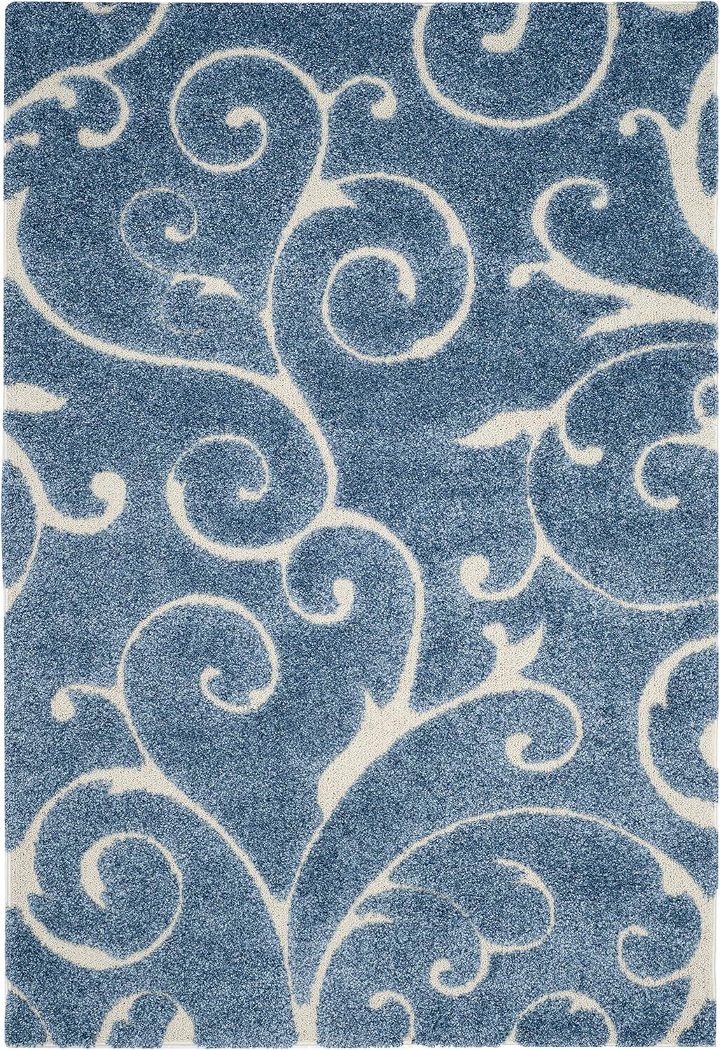 image:imageSAFAVIEH Area Rug 8x10 Florida Shag Collection Large Cream amp Blue Scroll Design NonShedding amp Easy to Clean HighLow Plush Pile Ideal for Living Room Bedroom Dining Space SG4551165Light BlueCream