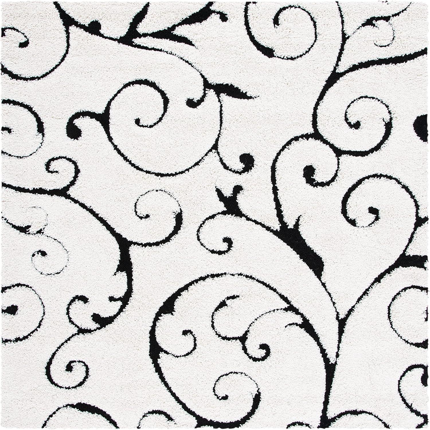 image:imageSAFAVIEH Area Rug 8x10 Florida Shag Collection Large Cream amp Blue Scroll Design NonShedding amp Easy to Clean HighLow Plush Pile Ideal for Living Room Bedroom Dining Space SG4551165IvoryBlack
