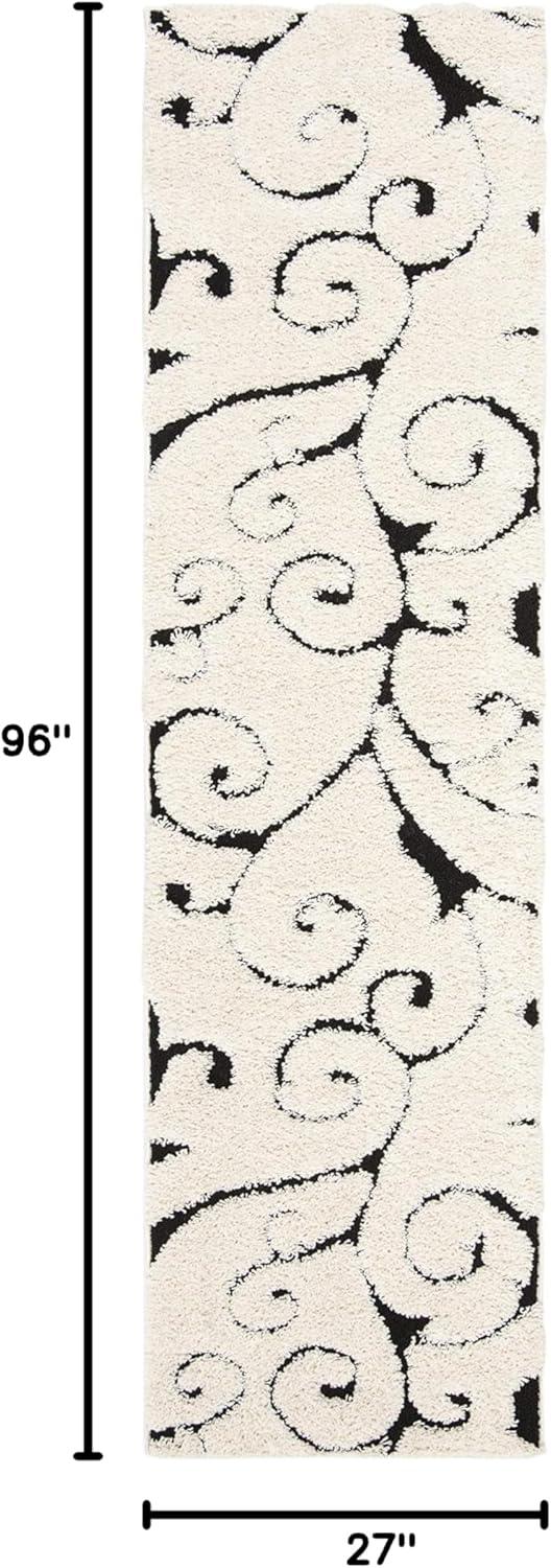 image:imageSAFAVIEH Area Rug 8x10 Florida Shag Collection Large Cream amp Blue Scroll Design NonShedding amp Easy to Clean HighLow Plush Pile Ideal for Living Room Bedroom Dining Space SG4551165IvoryBlack
