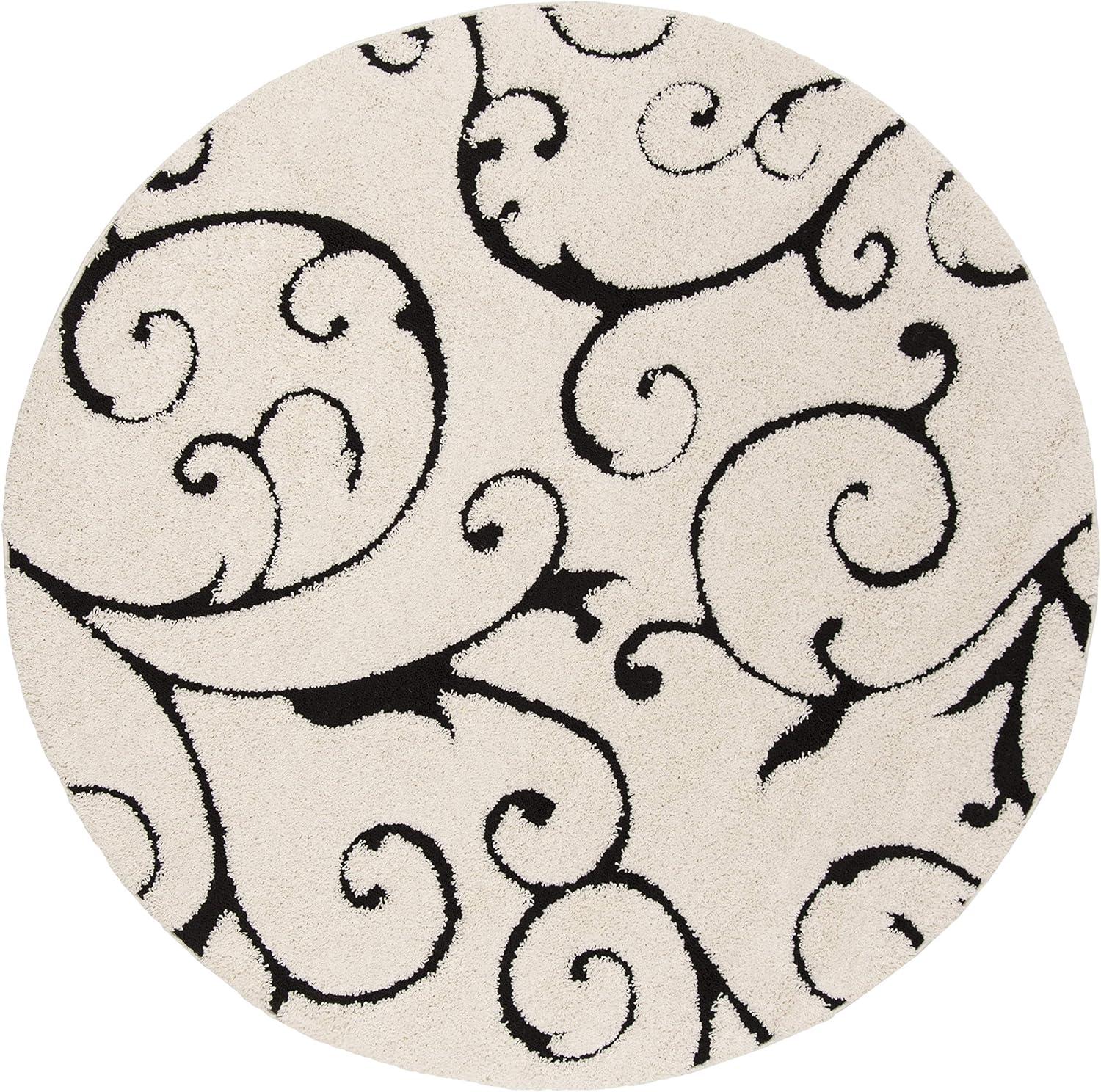 image:imageSAFAVIEH Area Rug 8x10 Florida Shag Collection Large Cream amp Blue Scroll Design NonShedding amp Easy to Clean HighLow Plush Pile Ideal for Living Room Bedroom Dining Space SG4551165IvoryBlack