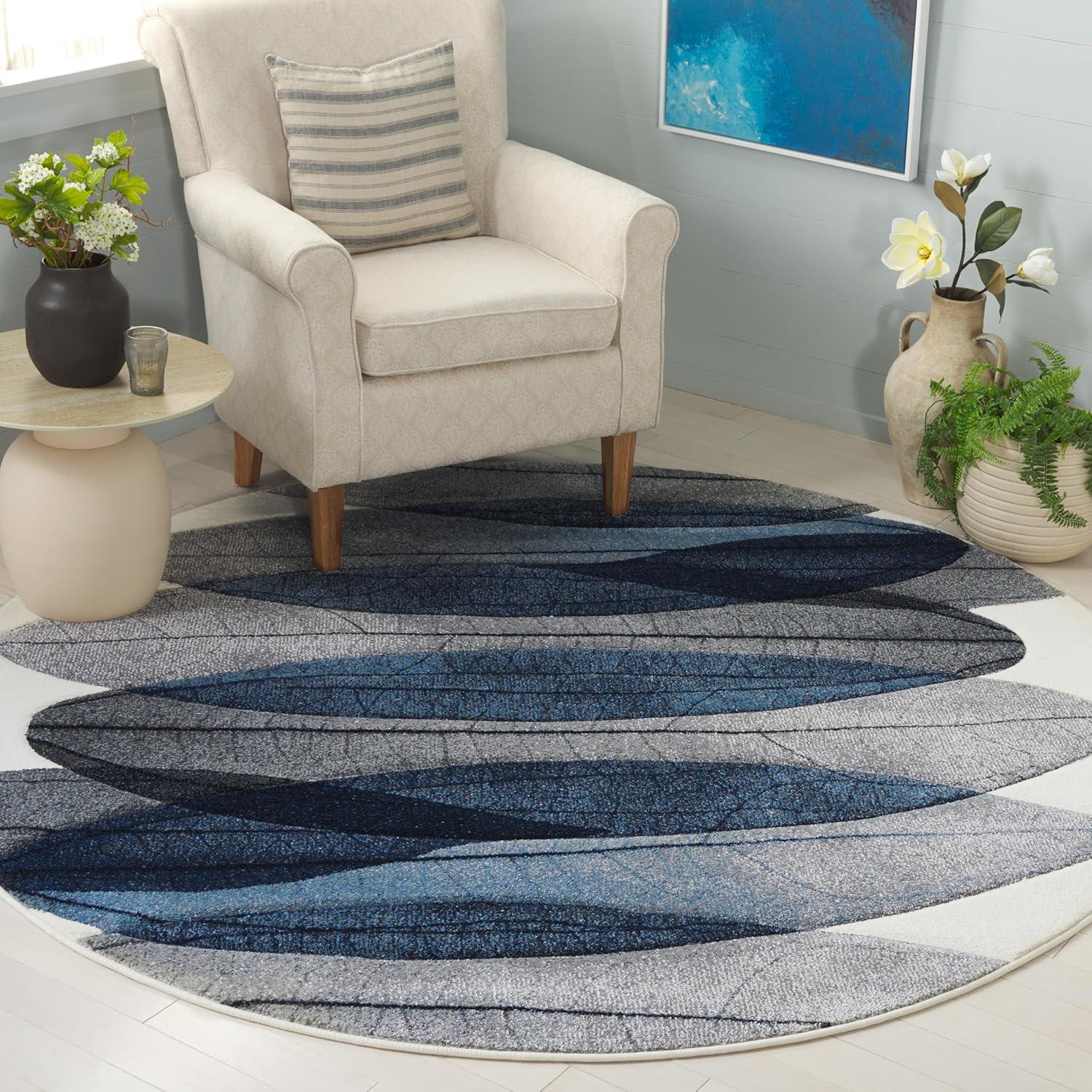image:imageSAFAVIEH Area Rug 8x10 Hollywood Collection Large Ivory amp Blue MidCentury Modern Design NonShedding amp Easy Cleaning Ideal for Living Room Bedroom Office Dining Space HLW703AIvoryBlue