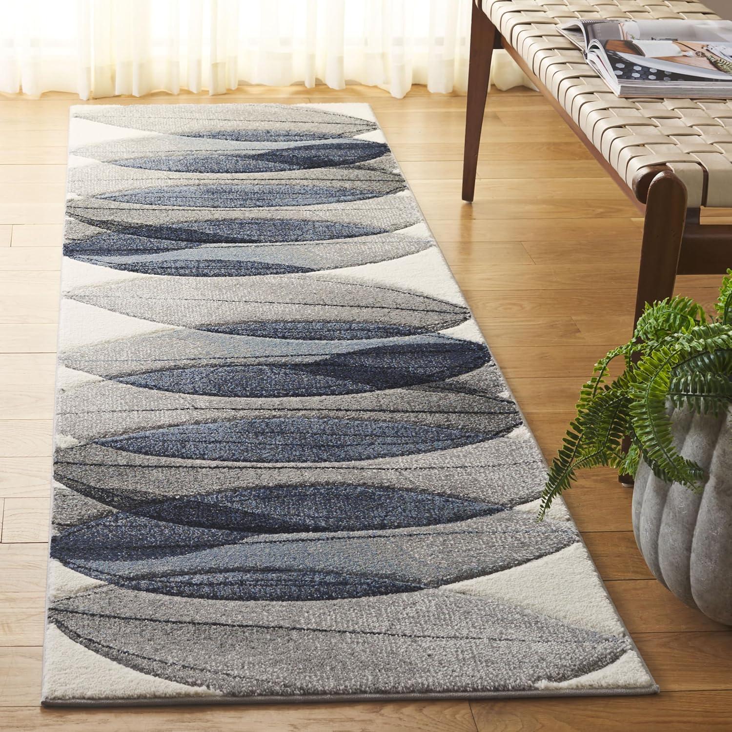 image:imageSAFAVIEH Area Rug 8x10 Hollywood Collection Large Ivory amp Blue MidCentury Modern Design NonShedding amp Easy Cleaning Ideal for Living Room Bedroom Office Dining Space HLW703AIvoryBlue
