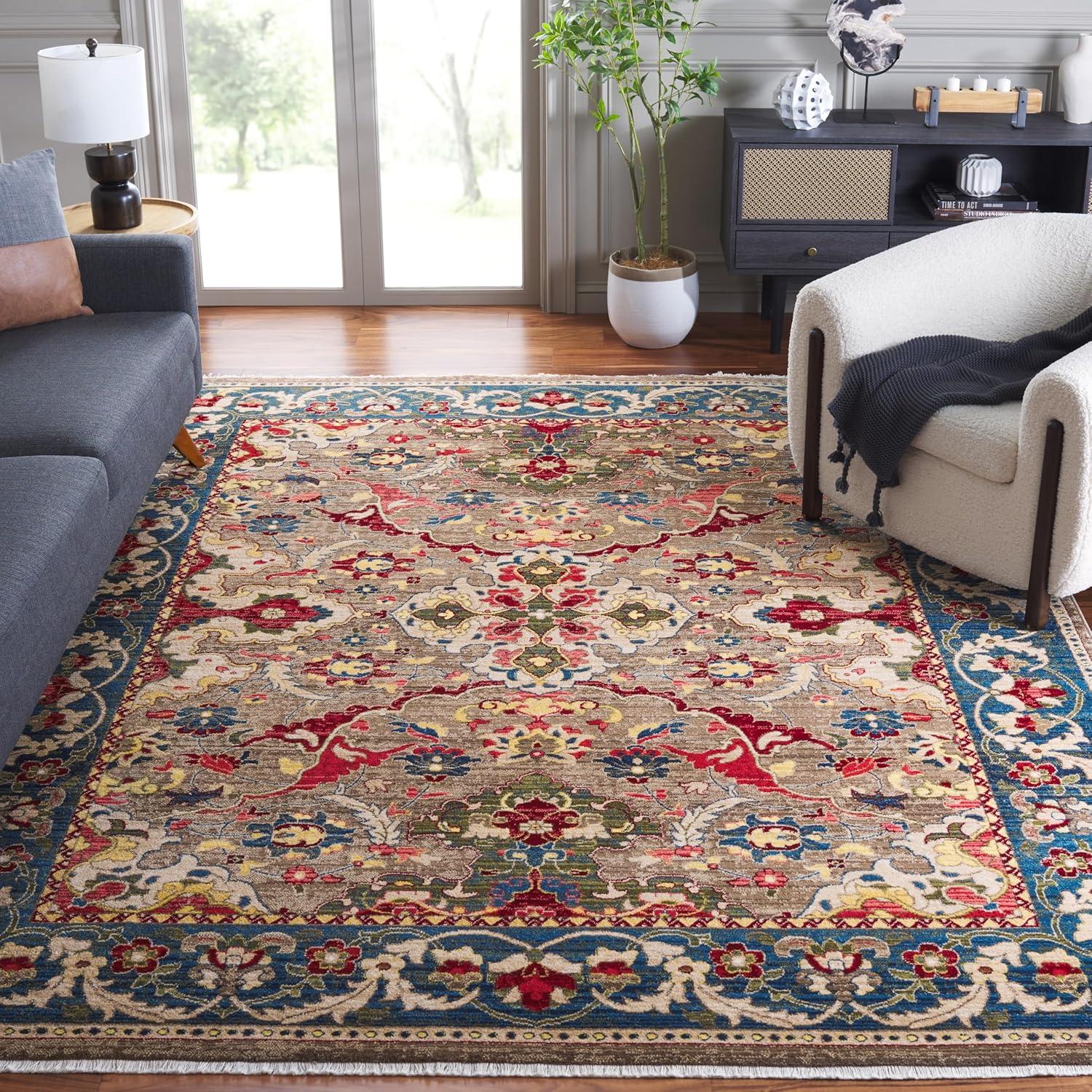 image:imageSAFAVIEH Area Rug 8x10 Kashan Collection Large Ivory amp Taupe Traditional Oriental Design NonShedding amp Easy Cleaning Ideal for Living Room Bedroom Office Dining Space KSN307ATaupeBlue