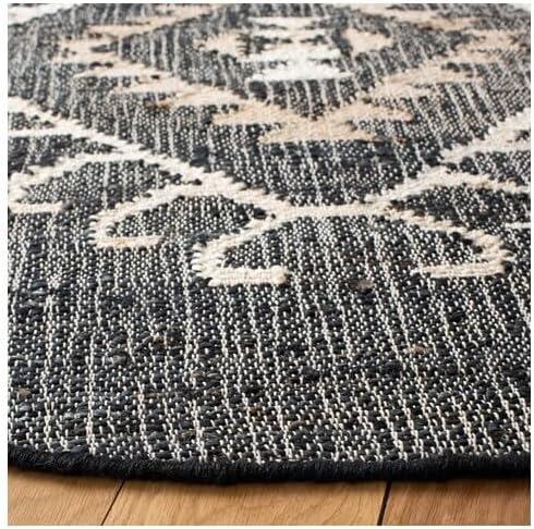 image:imageSAFAVIEH Area Rug 8x10 Kilim Collection Large Grey amp Black Handmade Flat Weave Jute Ideal for Living Room Bedroom Office Dining Space KLM762FBlackIvory
