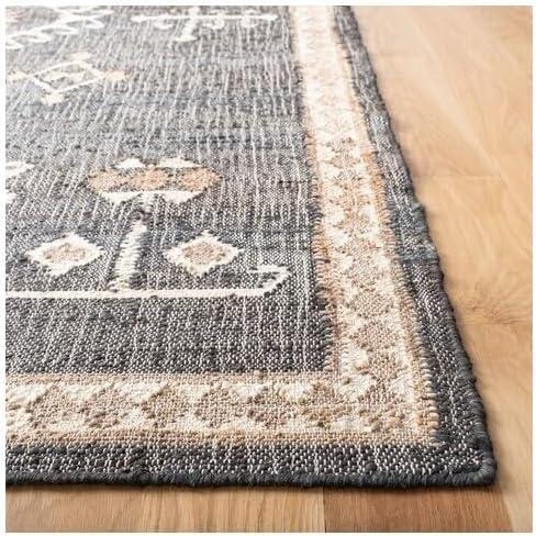 image:imageSAFAVIEH Area Rug 8x10 Kilim Collection Large Grey amp Black Handmade Flat Weave Jute Ideal for Living Room Bedroom Office Dining Space KLM762FBlackIvory