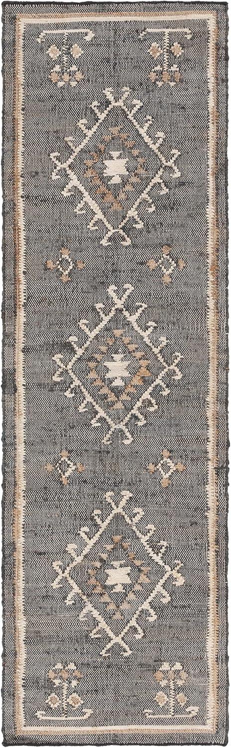 image:imageSAFAVIEH Area Rug 8x10 Kilim Collection Large Grey amp Black Handmade Flat Weave Jute Ideal for Living Room Bedroom Office Dining Space KLM762FBlackIvory