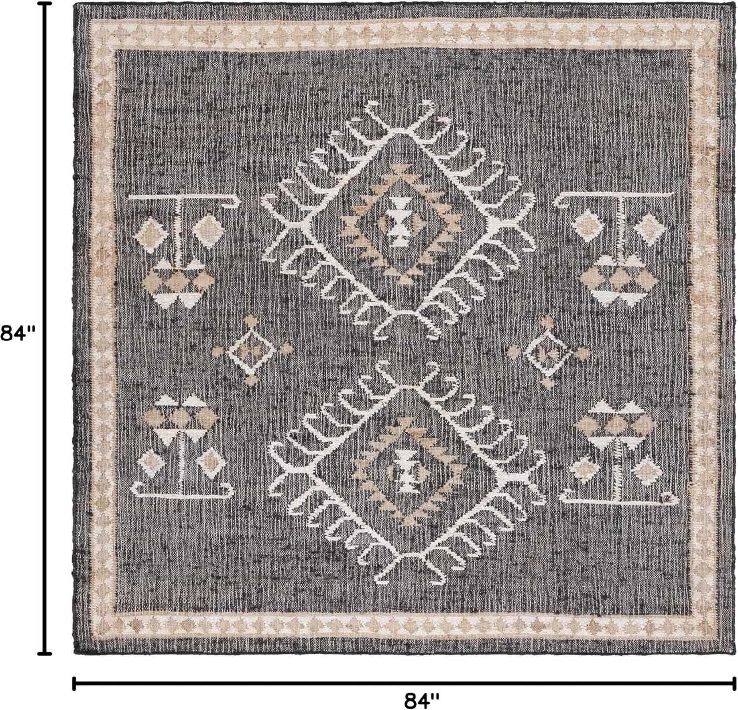 image:imageSAFAVIEH Area Rug 8x10 Kilim Collection Large Grey amp Black Handmade Flat Weave Jute Ideal for Living Room Bedroom Office Dining Space KLM762FBlackIvory