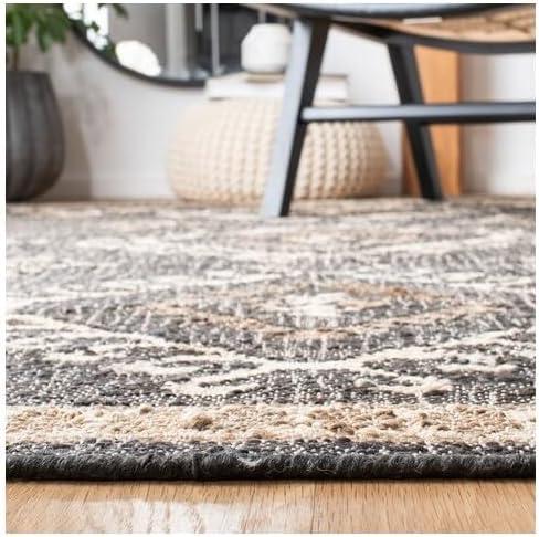 image:imageSAFAVIEH Area Rug 8x10 Kilim Collection Large Grey amp Black Handmade Flat Weave Jute Ideal for Living Room Bedroom Office Dining Space KLM762FBlackIvory