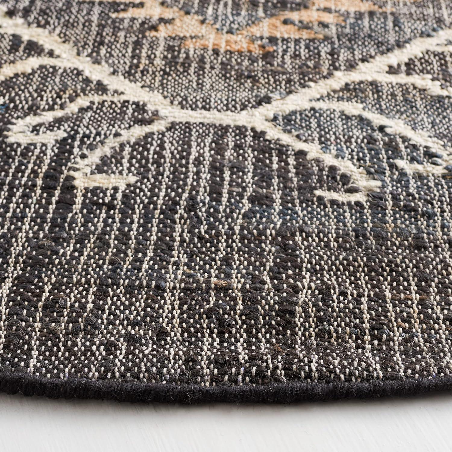 image:imageSAFAVIEH Area Rug 8x10 Kilim Collection Large Grey amp Black Handmade Flat Weave Jute Ideal for Living Room Bedroom Office Dining Space KLM762FBlackIvory