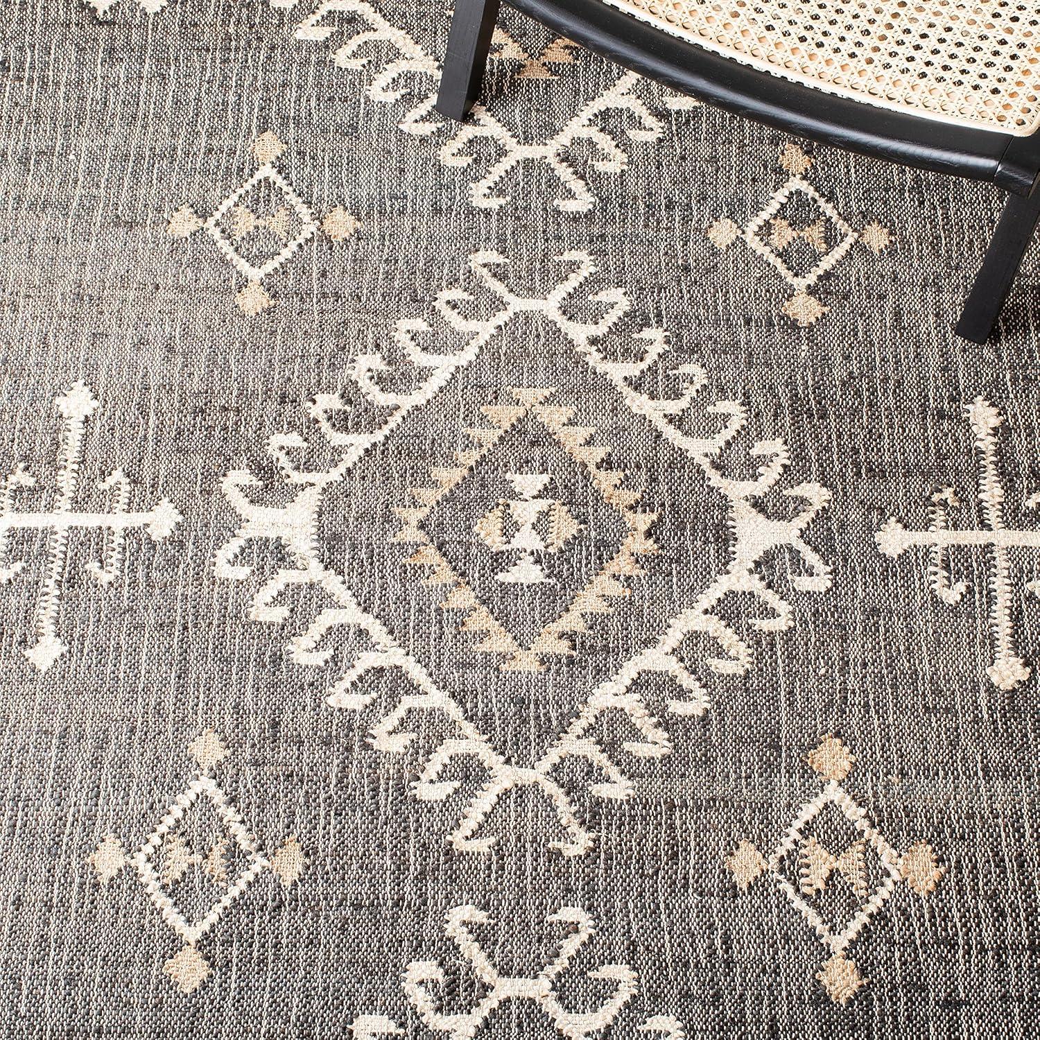 image:imageSAFAVIEH Area Rug 8x10 Kilim Collection Large Grey amp Black Handmade Flat Weave Jute Ideal for Living Room Bedroom Office Dining Space KLM762FBlackIvory