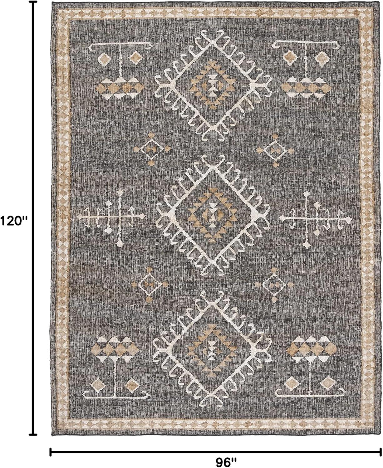 image:imageSAFAVIEH Area Rug 8x10 Kilim Collection Large Grey amp Black Handmade Flat Weave Jute Ideal for Living Room Bedroom Office Dining Space KLM762FBlackIvory