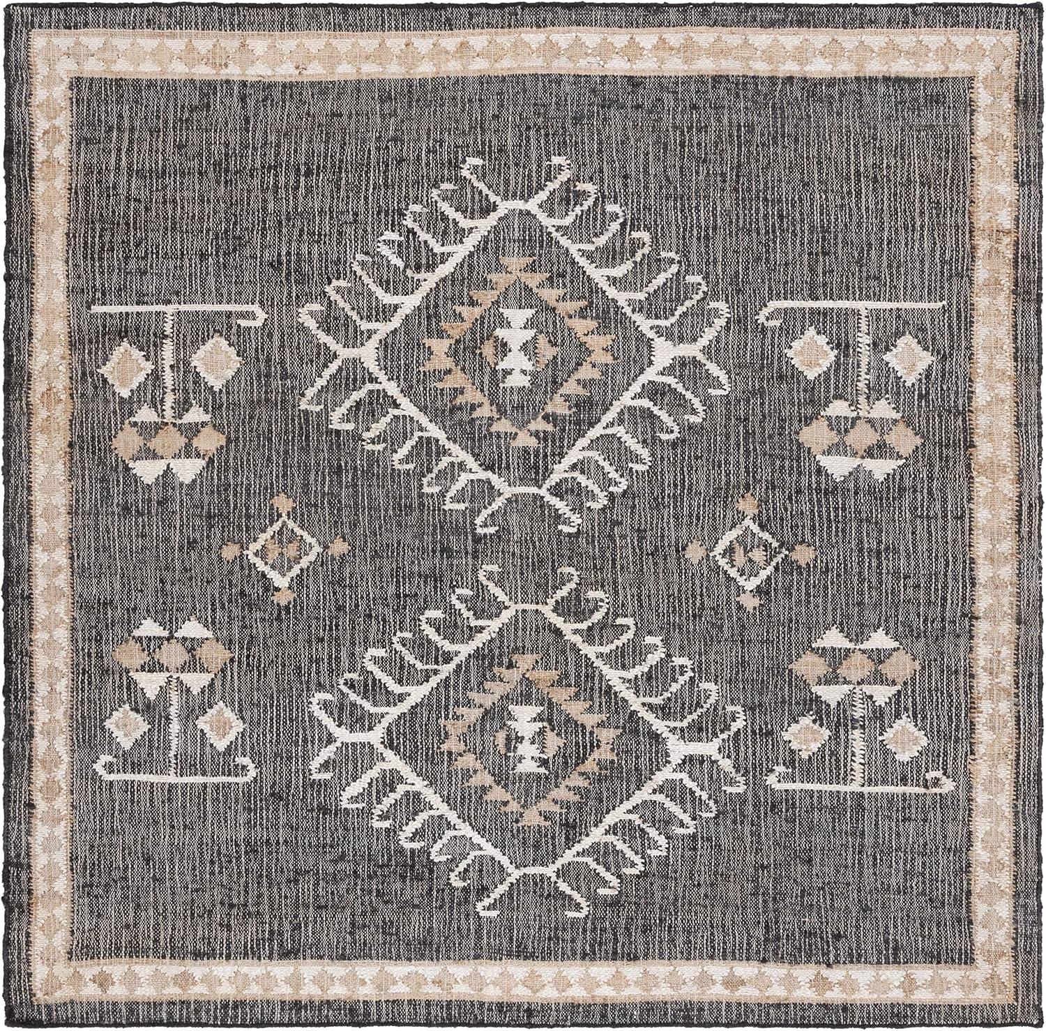 image:imageSAFAVIEH Area Rug 8x10 Kilim Collection Large Grey amp Black Handmade Flat Weave Jute Ideal for Living Room Bedroom Office Dining Space KLM762FBlackIvory