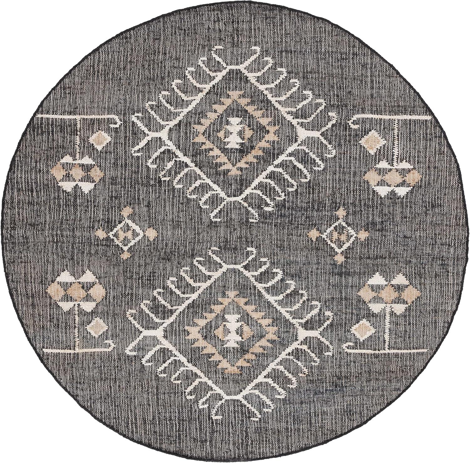 image:imageSAFAVIEH Area Rug 8x10 Kilim Collection Large Grey amp Black Handmade Flat Weave Jute Ideal for Living Room Bedroom Office Dining Space KLM762FBlackIvory