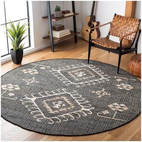 image:imageSAFAVIEH Area Rug 8x10 Kilim Collection Large Grey amp Black Handmade Flat Weave Jute Ideal for Living Room Bedroom Office Dining Space KLM762FBlackIvory