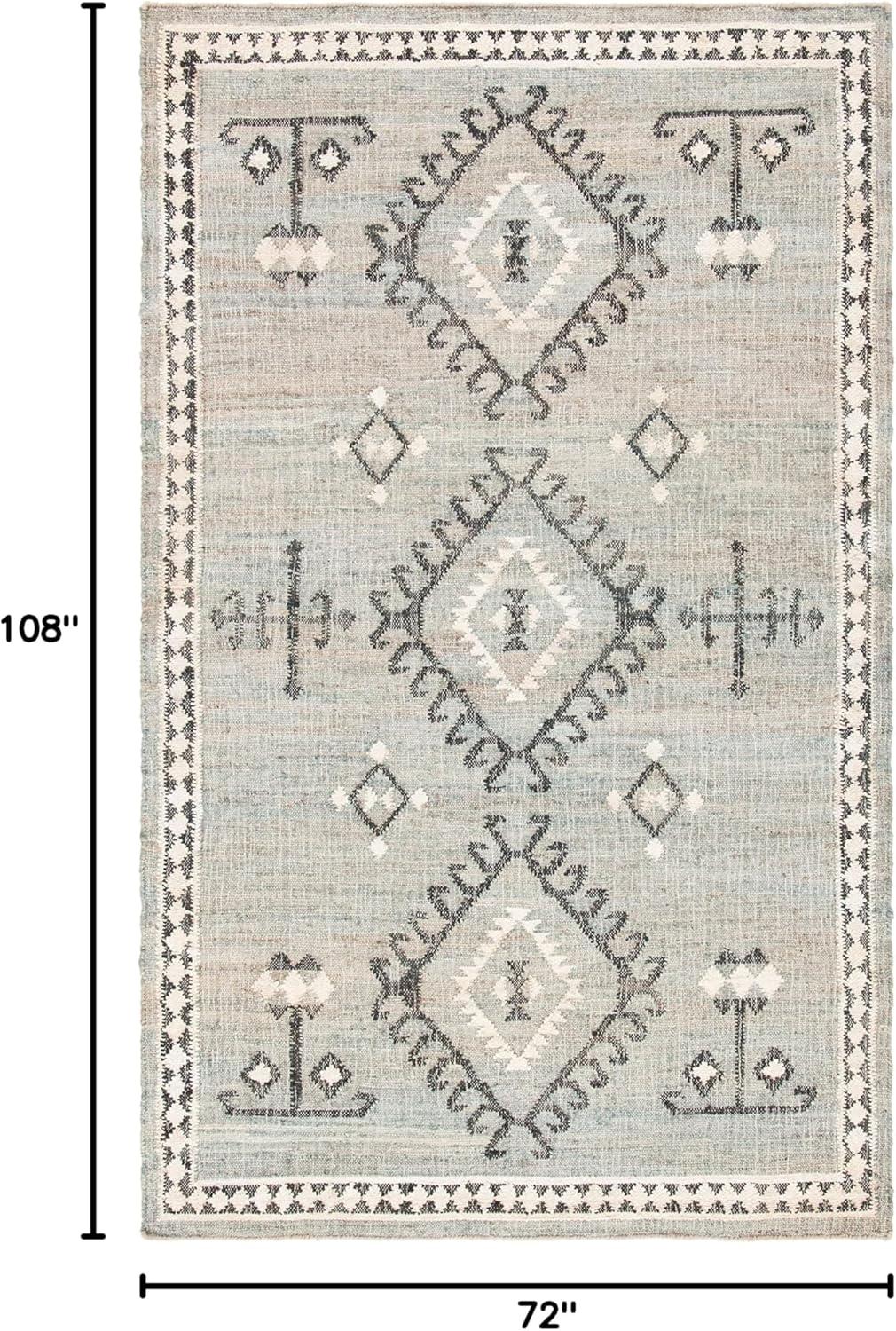 image:imageSAFAVIEH Area Rug 8x10 Kilim Collection Large Grey amp Black Handmade Flat Weave Jute Ideal for Living Room Bedroom Office Dining Space KLM762FBlueBlack
