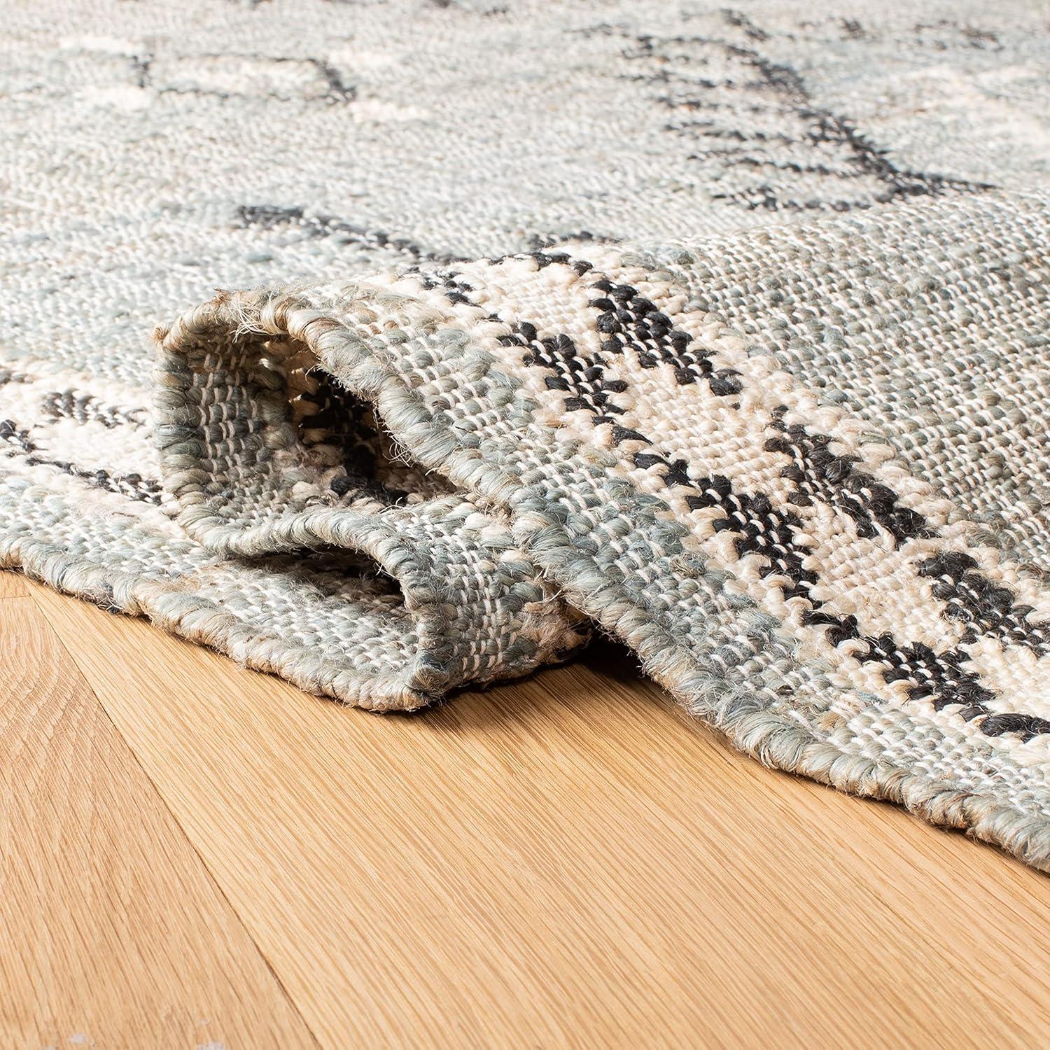 image:imageSAFAVIEH Area Rug 8x10 Kilim Collection Large Grey amp Black Handmade Flat Weave Jute Ideal for Living Room Bedroom Office Dining Space KLM762FBlueBlack