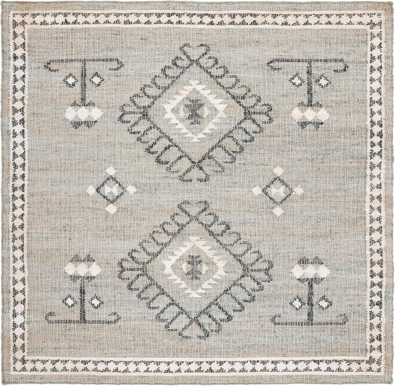 image:imageSAFAVIEH Area Rug 8x10 Kilim Collection Large Grey amp Black Handmade Flat Weave Jute Ideal for Living Room Bedroom Office Dining Space KLM762FBlueBlack