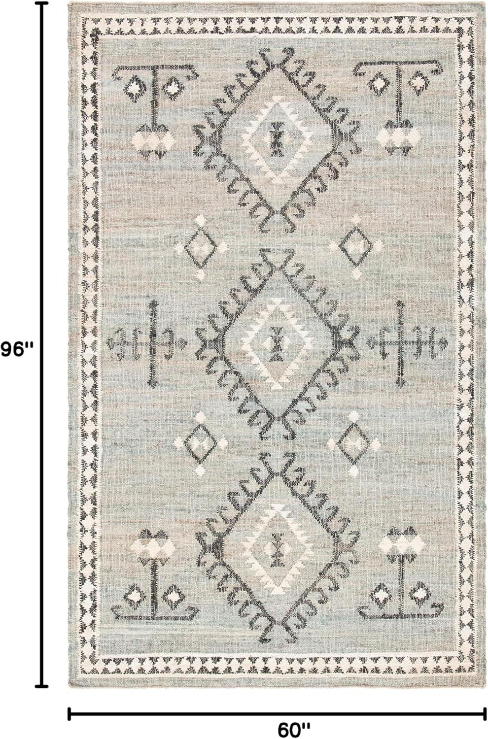 image:imageSAFAVIEH Area Rug 8x10 Kilim Collection Large Grey amp Black Handmade Flat Weave Jute Ideal for Living Room Bedroom Office Dining Space KLM762FBlueBlack