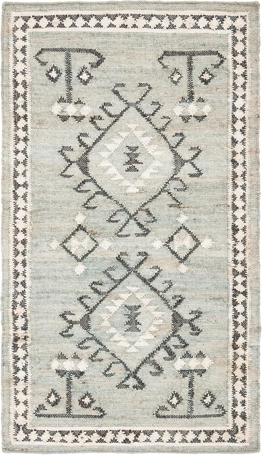 image:imageSAFAVIEH Area Rug 8x10 Kilim Collection Large Grey amp Black Handmade Flat Weave Jute Ideal for Living Room Bedroom Office Dining Space KLM762FBlueBlack
