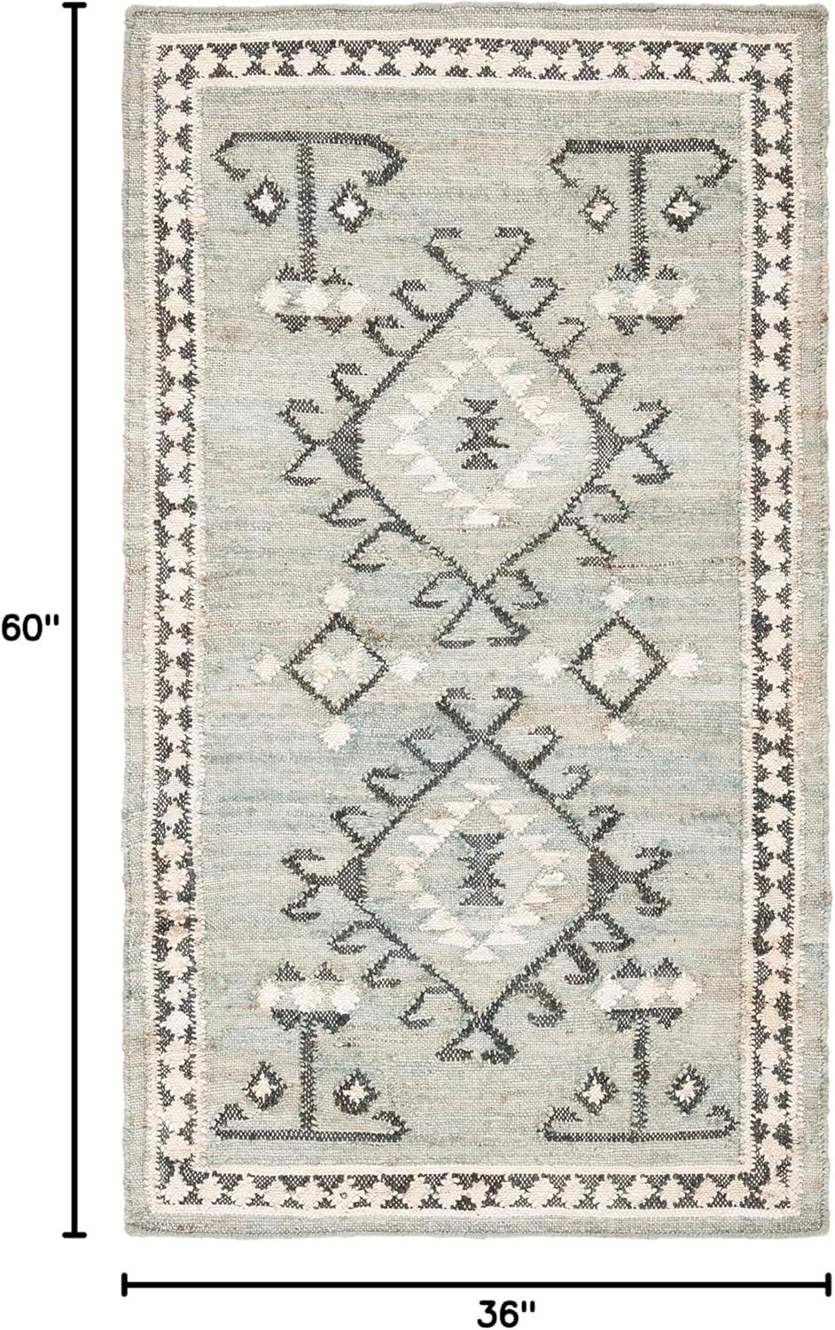 image:imageSAFAVIEH Area Rug 8x10 Kilim Collection Large Grey amp Black Handmade Flat Weave Jute Ideal for Living Room Bedroom Office Dining Space KLM762FBlueBlack