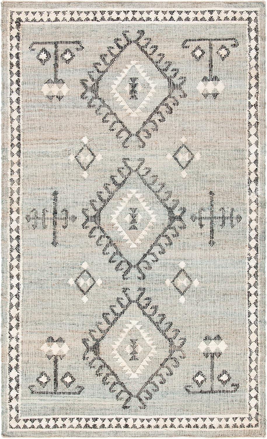 image:imageSAFAVIEH Area Rug 8x10 Kilim Collection Large Grey amp Black Handmade Flat Weave Jute Ideal for Living Room Bedroom Office Dining Space KLM762FBlueBlack