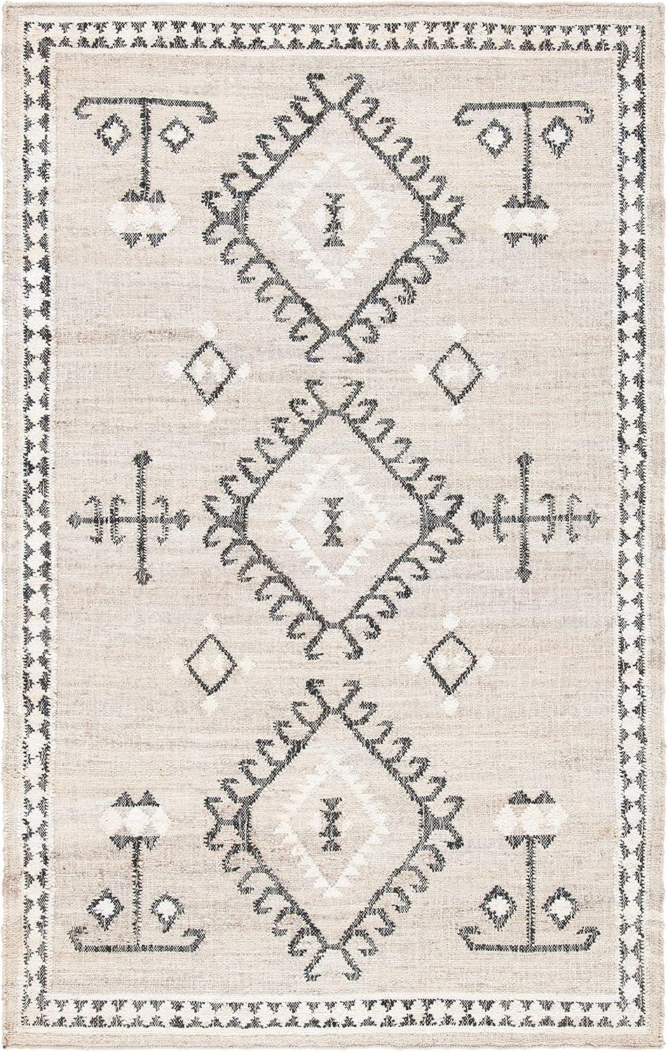 image:imageSAFAVIEH Area Rug 8x10 Kilim Collection Large Grey amp Black Handmade Flat Weave Jute Ideal for Living Room Bedroom Office Dining Space KLM762FGreyBlack