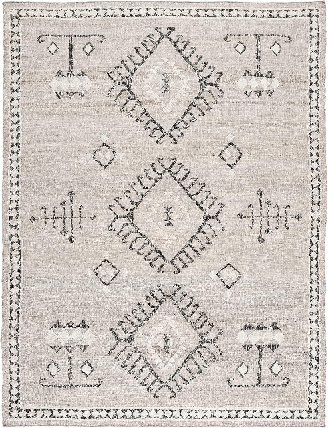 image:imageSAFAVIEH Area Rug 8x10 Kilim Collection Large Grey amp Black Handmade Flat Weave Jute Ideal for Living Room Bedroom Office Dining Space KLM762FGreyBlack