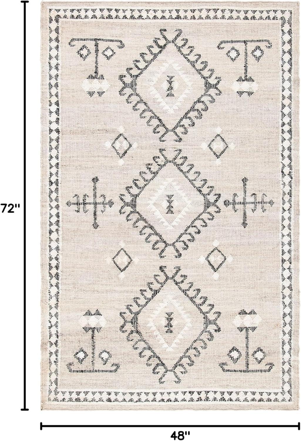 image:imageSAFAVIEH Area Rug 8x10 Kilim Collection Large Grey amp Black Handmade Flat Weave Jute Ideal for Living Room Bedroom Office Dining Space KLM762FGreyBlack