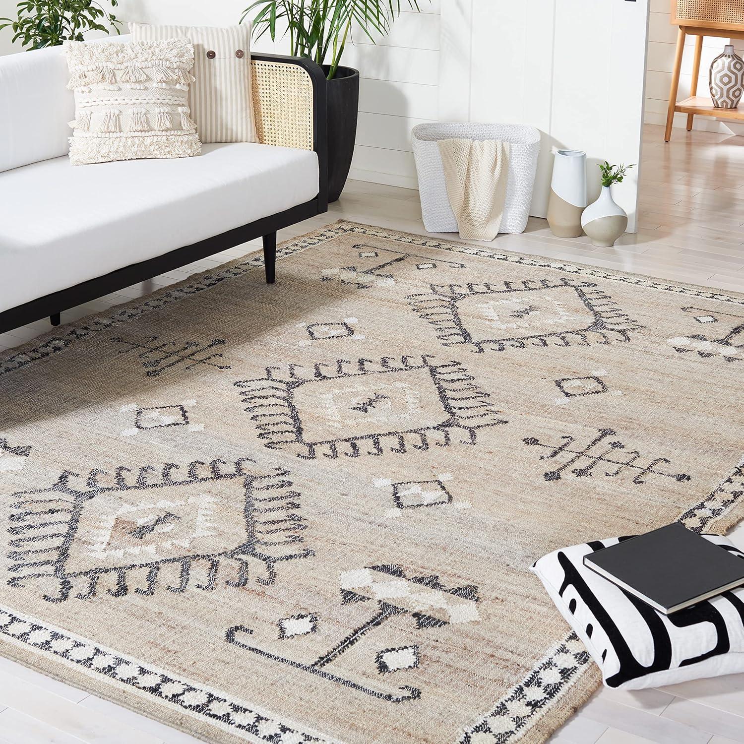 image:imageSAFAVIEH Area Rug 8x10 Kilim Collection Large Grey amp Black Handmade Flat Weave Jute Ideal for Living Room Bedroom Office Dining Space KLM762FGreyBlack