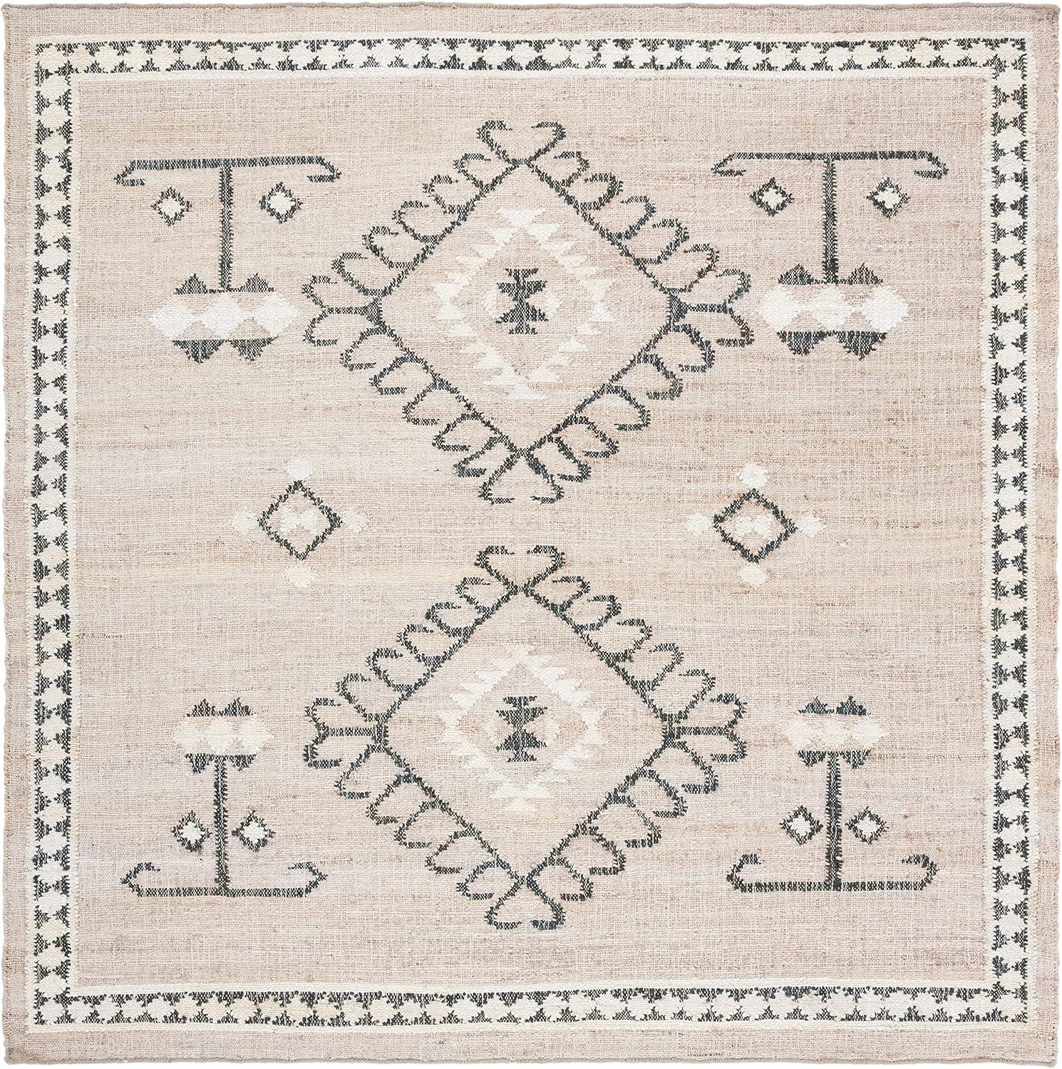 image:imageSAFAVIEH Area Rug 8x10 Kilim Collection Large Grey amp Black Handmade Flat Weave Jute Ideal for Living Room Bedroom Office Dining Space KLM762FGreyBlack