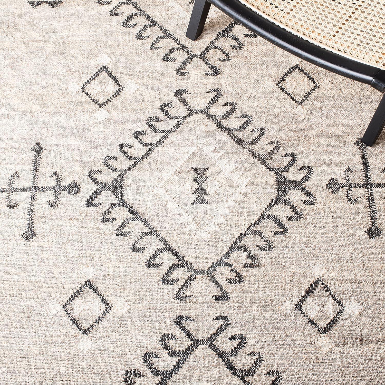 image:imageSAFAVIEH Area Rug 8x10 Kilim Collection Large Grey amp Black Handmade Flat Weave Jute Ideal for Living Room Bedroom Office Dining Space KLM762FGreyBlack