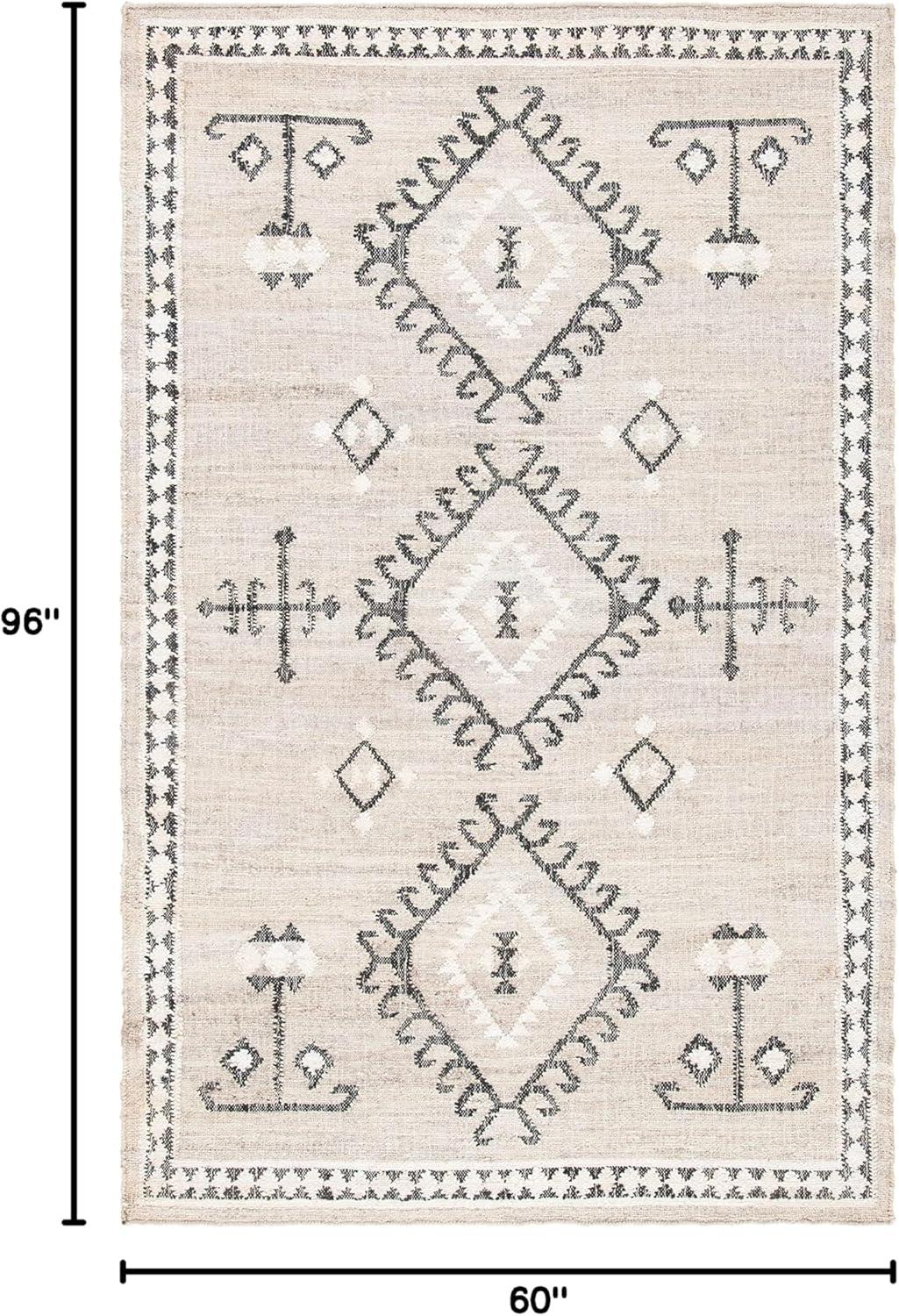 image:imageSAFAVIEH Area Rug 8x10 Kilim Collection Large Grey amp Black Handmade Flat Weave Jute Ideal for Living Room Bedroom Office Dining Space KLM762FGreyBlack