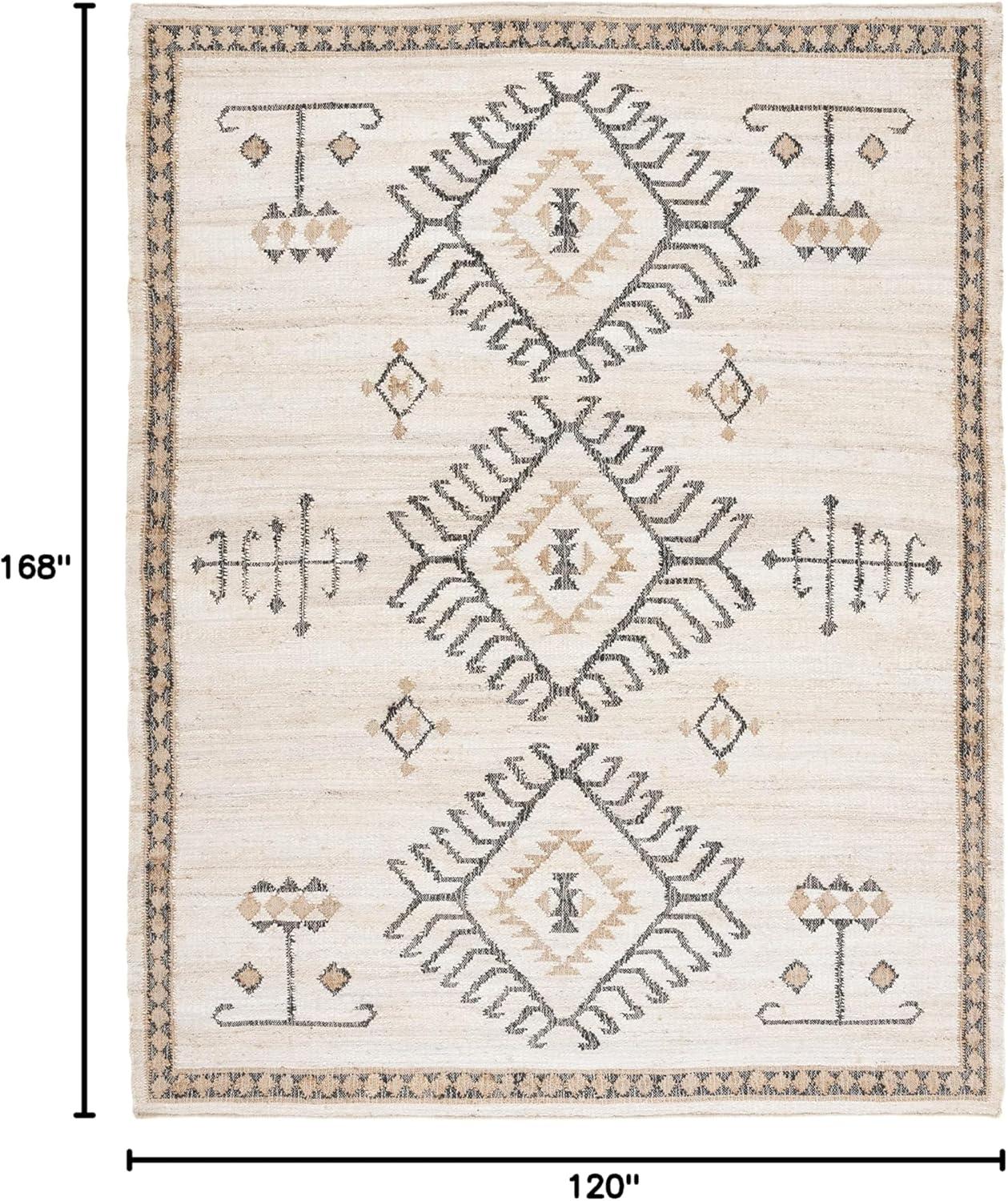 image:imageSAFAVIEH Area Rug 8x10 Kilim Collection Large Grey amp Black Handmade Flat Weave Jute Ideal for Living Room Bedroom Office Dining Space KLM762FIvoryBlack