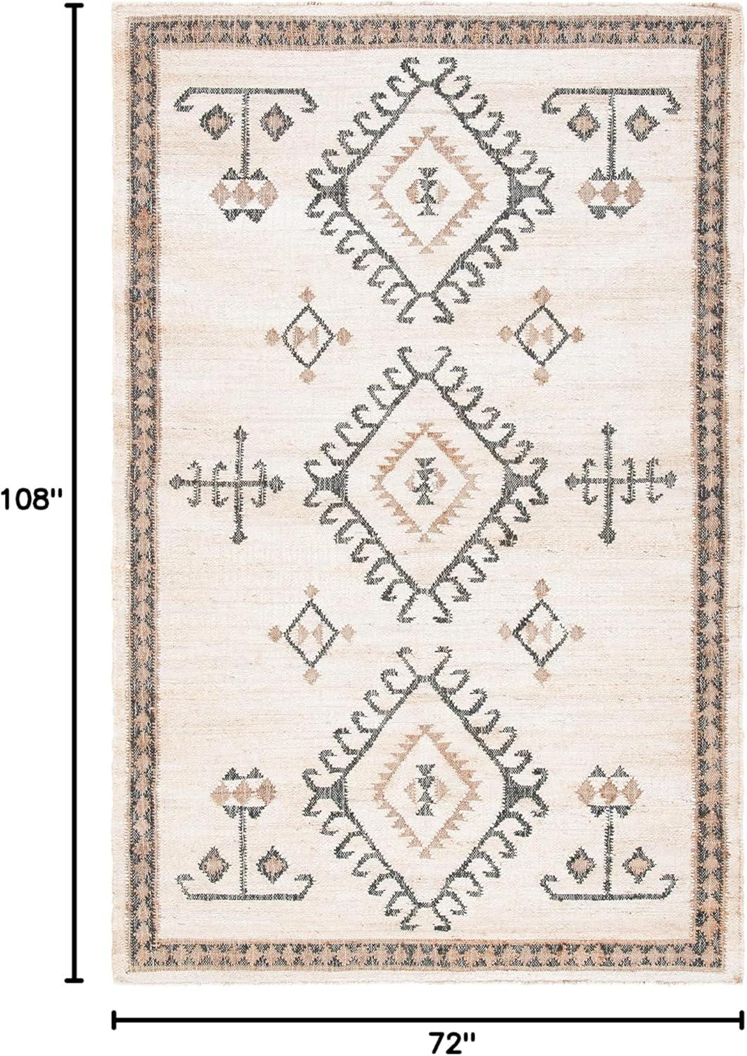 image:imageSAFAVIEH Area Rug 8x10 Kilim Collection Large Grey amp Black Handmade Flat Weave Jute Ideal for Living Room Bedroom Office Dining Space KLM762FIvoryBlack