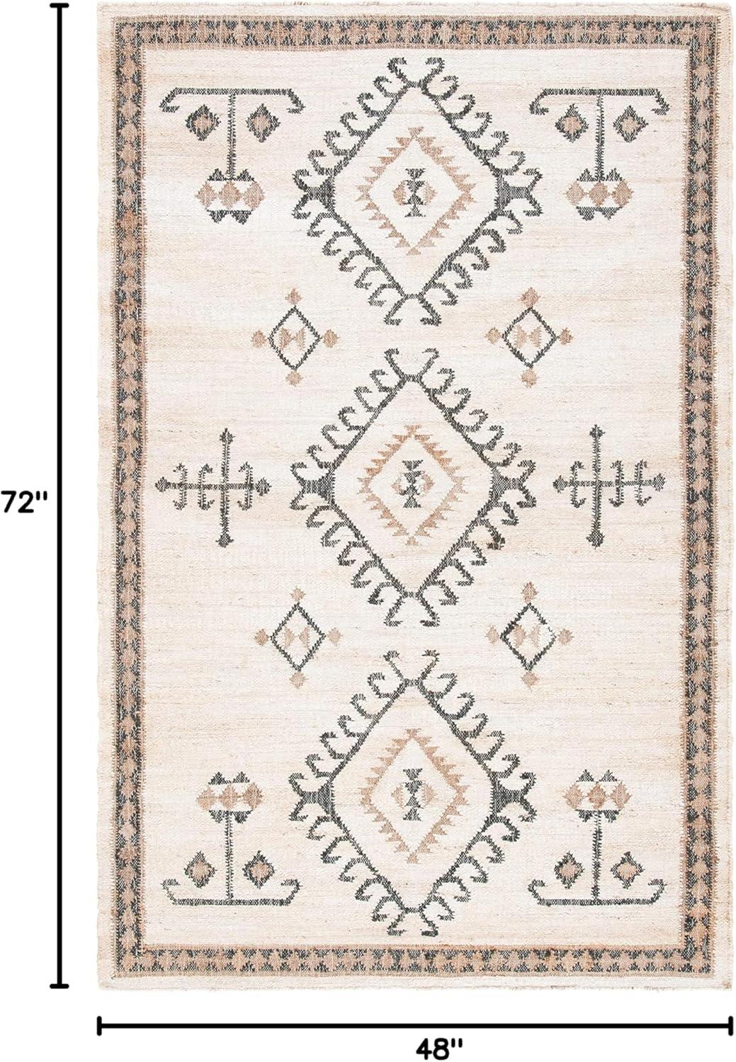 image:imageSAFAVIEH Area Rug 8x10 Kilim Collection Large Grey amp Black Handmade Flat Weave Jute Ideal for Living Room Bedroom Office Dining Space KLM762FIvoryBlack